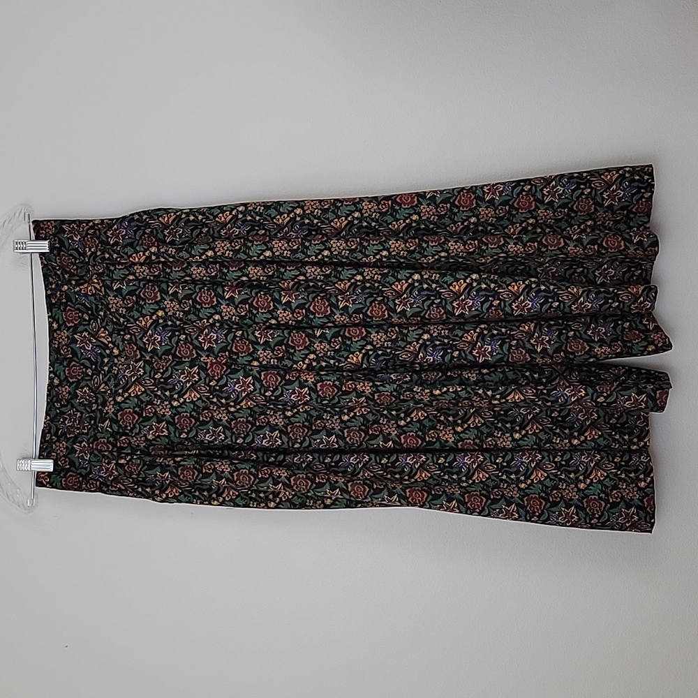 Mulberry Square Green & Rust Print Culotte Skirt Made In USA 10